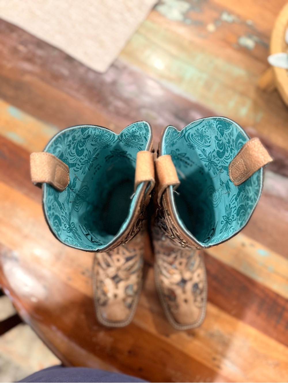 Corral C3405 Inlay Bone Square Toe Cowboy Boots Size 5.5 - Picture 9 of 11